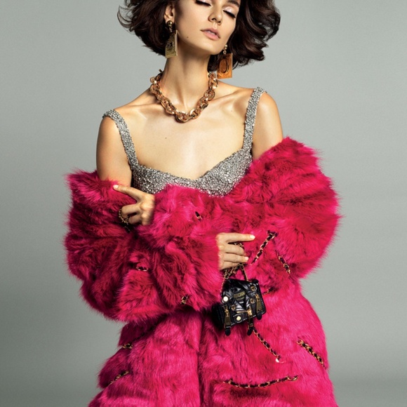 MOSCHINO H AND M PINK FAUX FUR COAT - Picture 2 of 5